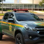 Viatura da PMDF no Setor Comercial Sul de Brasília durante prisão de suspeito de homicídio qualificado.