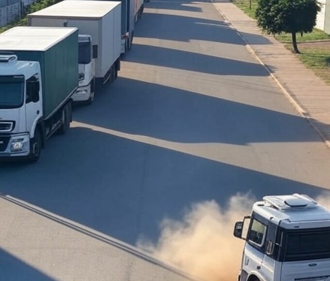 Lixo acumulado e caminhões parados na quadra 24 do Gama, com pragas e problemas de coleta há meses.