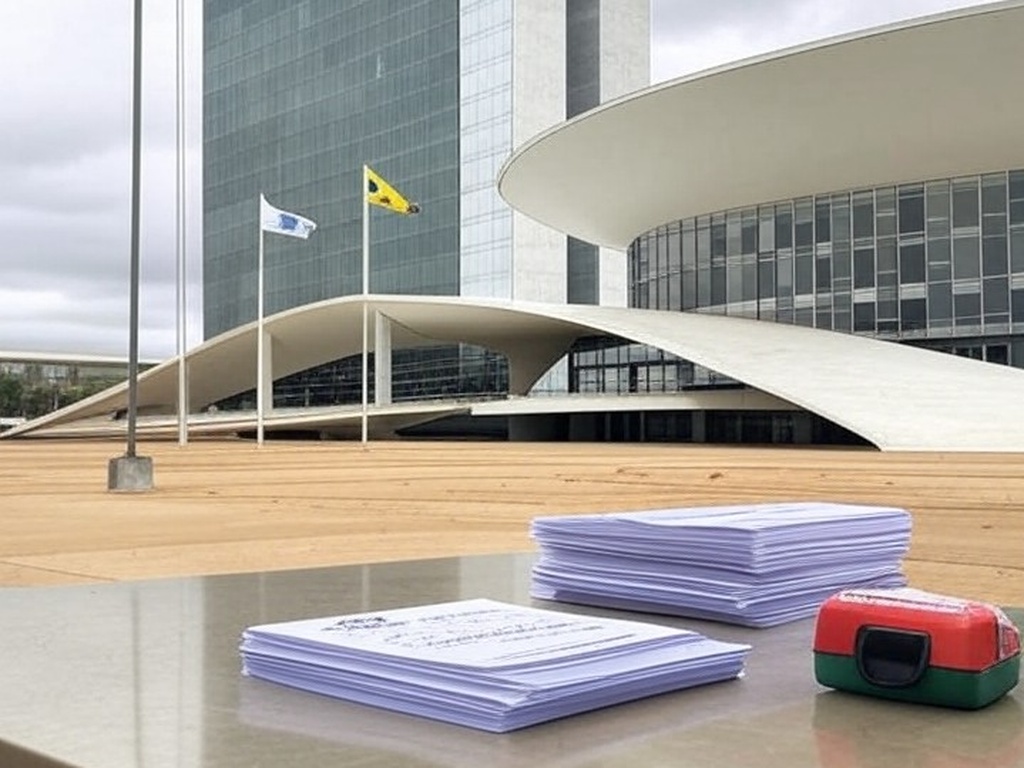 Fachada da CLDF em Brasília com editais de concursos e kit de primeiros socorros, ilustrando lei que complica seleções no DF.