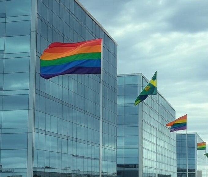 Edifício da CLDF em Brasília com bandeira LGBTQIAPN+, destacando falhas no apoio à comunidade.