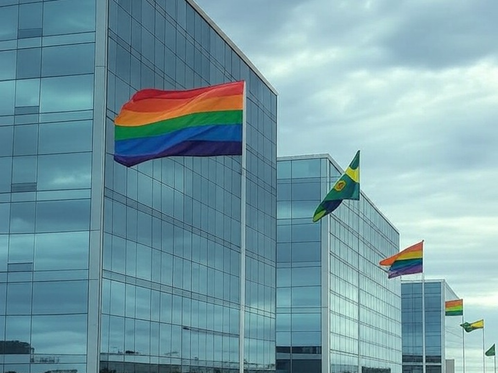 Edifício da CLDF em Brasília com bandeira LGBTQIAPN+, destacando falhas no apoio à comunidade.