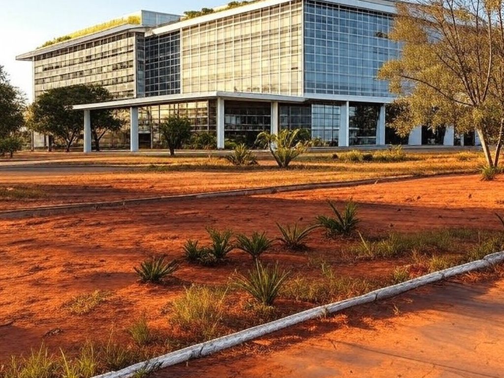 Edifício governamental em Brasília para inscrições de voluntários no programa Família Protegida da Sefami-DF.