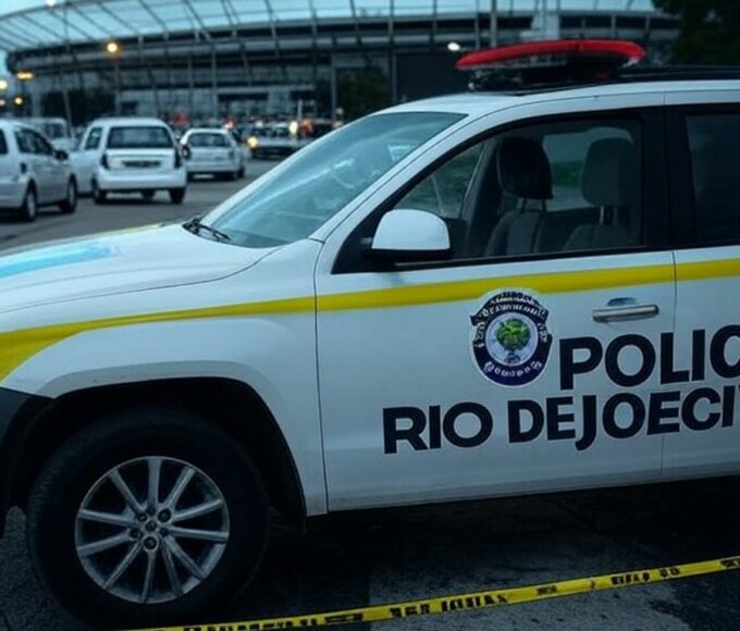 Viatura da Polícia Civil em cena de tentativa de assalto no bairro Maracanã, Rio de Janeiro.