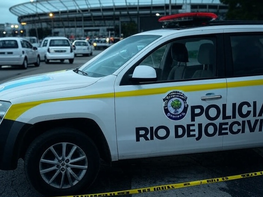 Viatura da Polícia Civil em cena de tentativa de assalto no bairro Maracanã, Rio de Janeiro.