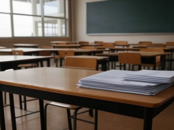 Escola em Brasília com sala vazia e desarrumada, representando falhas na lei de treinamento para identificar abusos no DF.