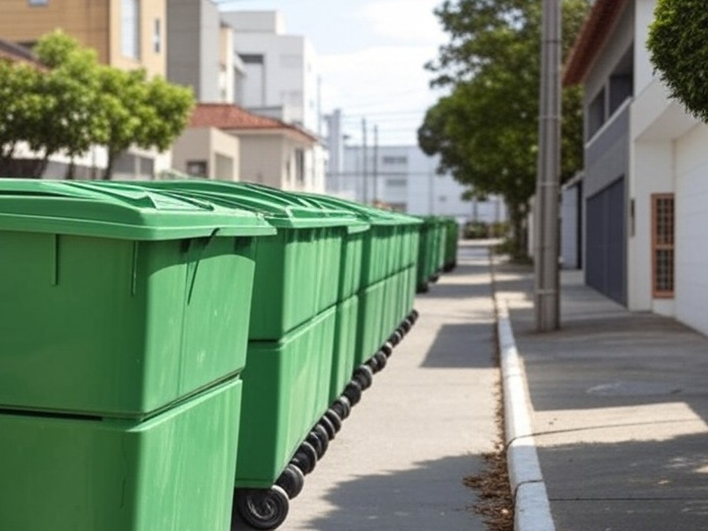 Novos contêineres de lixo instalados em rua do Guará para reforçar limpeza urbana no Distrito Federal.