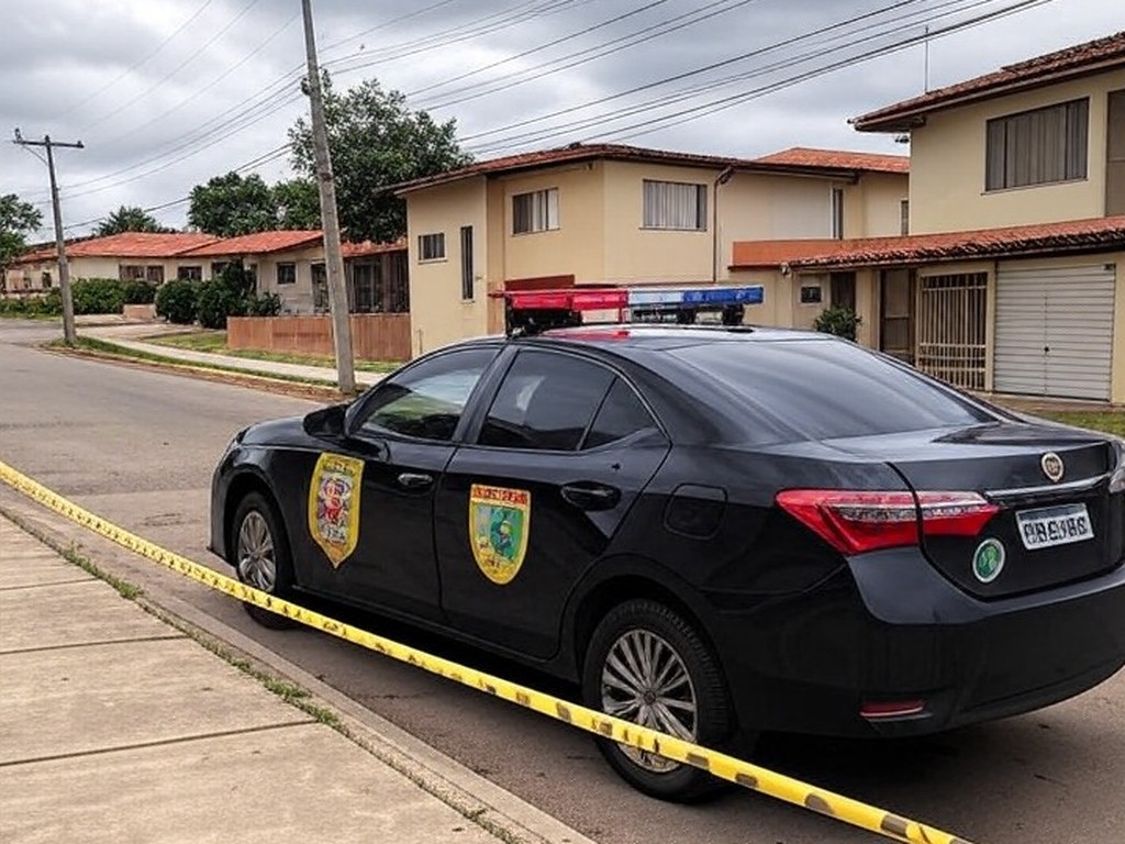 Viatura da Polícia Civil em rua de Sobradinho II, DF, relacionada a prisão por homicídio.