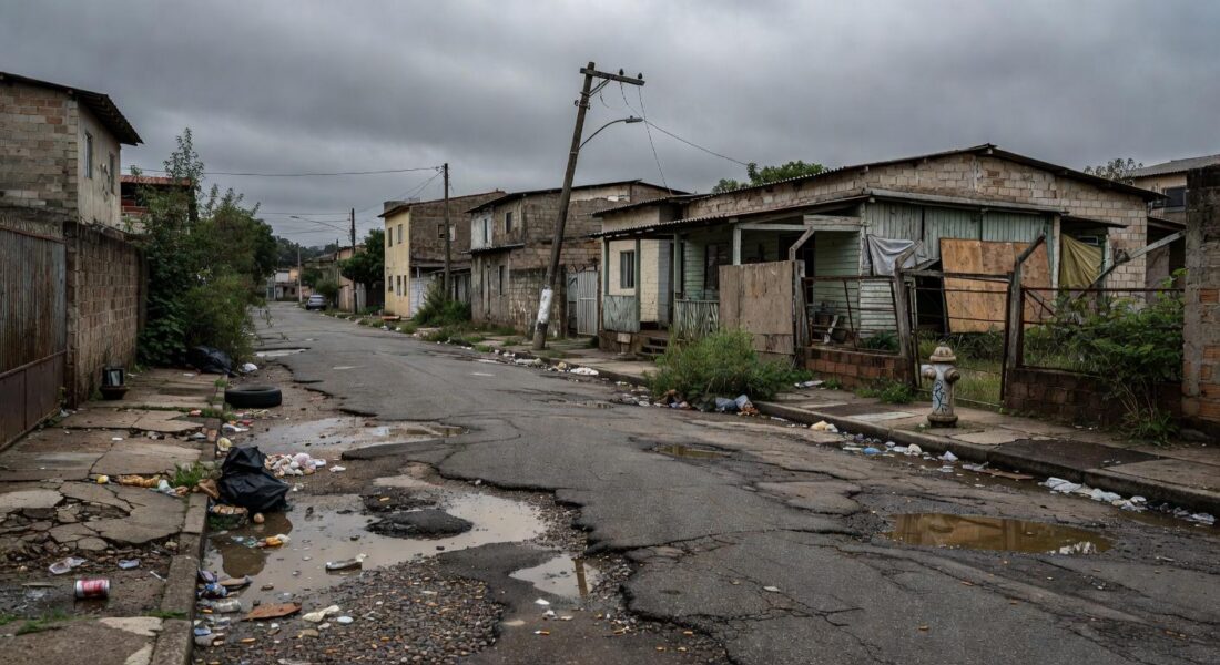 Bairro de Nova Colina em Brasília com ruas abandonadas e falhas de infraestrutura, denunciadas em audiência na CLDF.