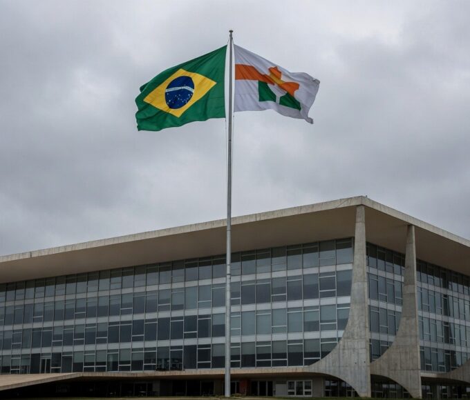 Edifício da Câmara Legislativa do DF em Brasília com bandeiras, representando homenagem controversa a ministro do TST em meio a críticas por desvio de recursos públicos.