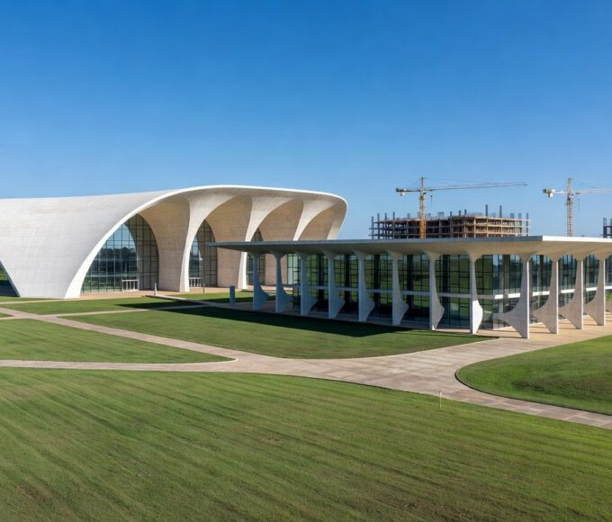 Campus universitário em expansão no Distrito Federal, representando crescimento de matrículas no ensino superior público.