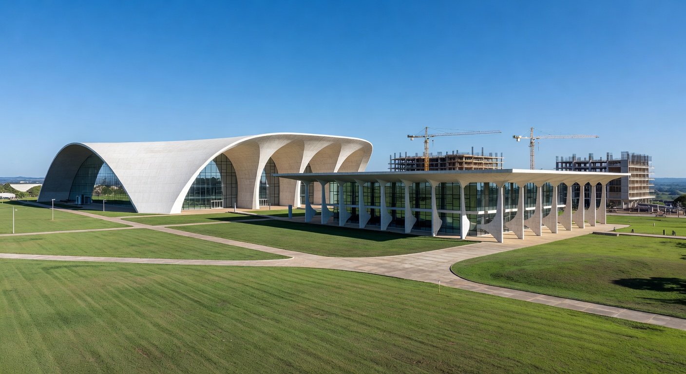 Campus universitário em expansão no Distrito Federal, representando crescimento de matrículas no ensino superior público.