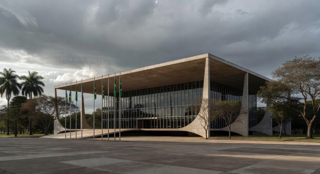 Fachada da Câmara Legislativa do DF em Brasília sob céu nublado, representando o Prêmio Marielle Franco e retrocessos em direitos humanos.