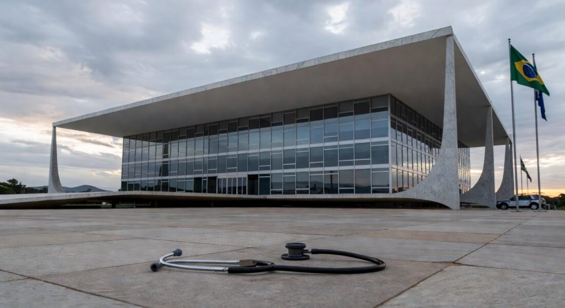 Hospital público deteriorado em Brasília, representando falhas em saúde e segurança no DF.