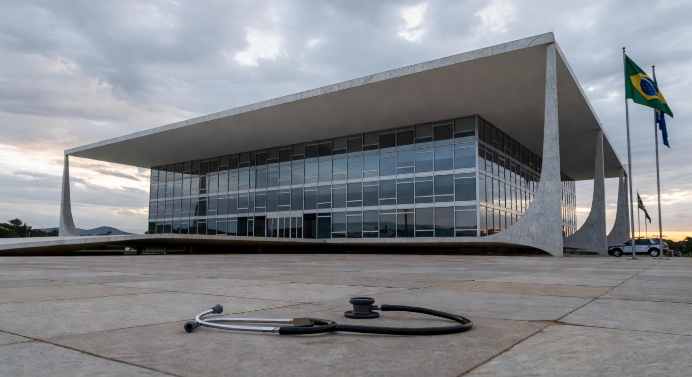 Hospital público deteriorado em Brasília, representando falhas em saúde e segurança no DF.