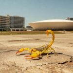 Escorpião em ambiente urbano de Brasília, representando alta em acidentes no Distrito Federal.