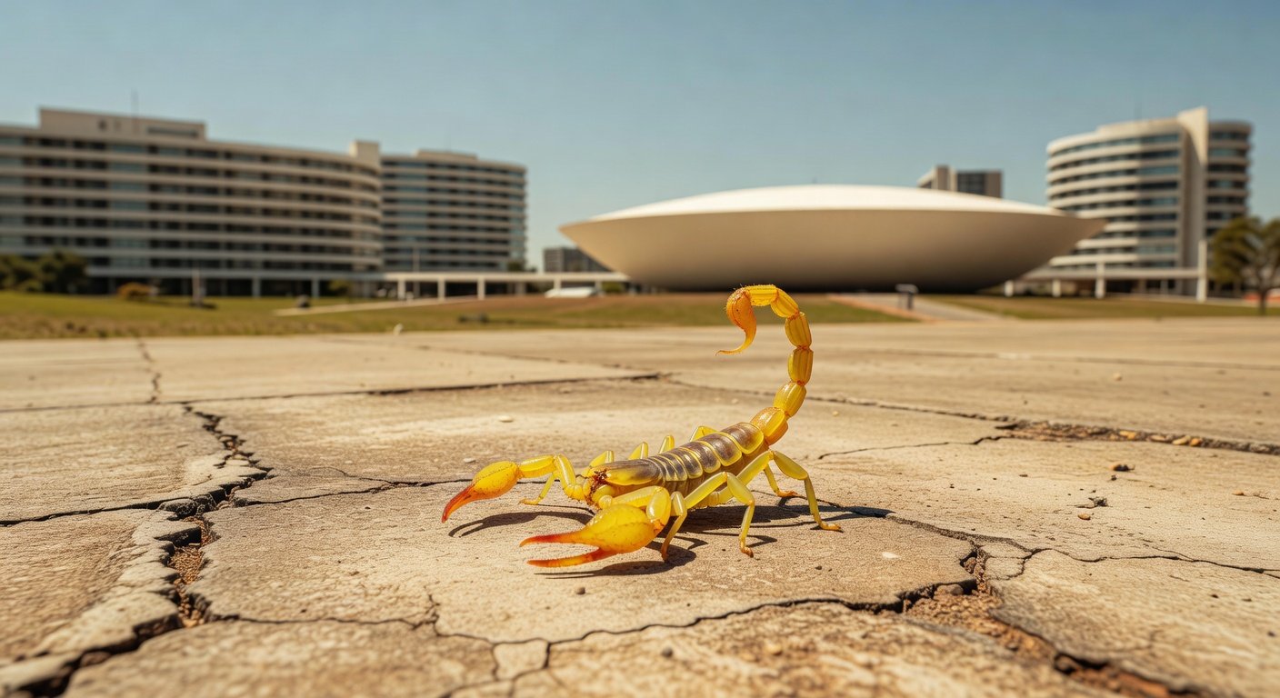 Escorpião em ambiente urbano de Brasília, representando alta em acidentes no Distrito Federal.