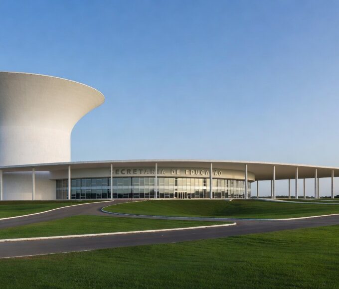 Prédio da Secretaria de Educação no Distrito Federal, Brasília, simbolizando negação de irregularidades por deputado.