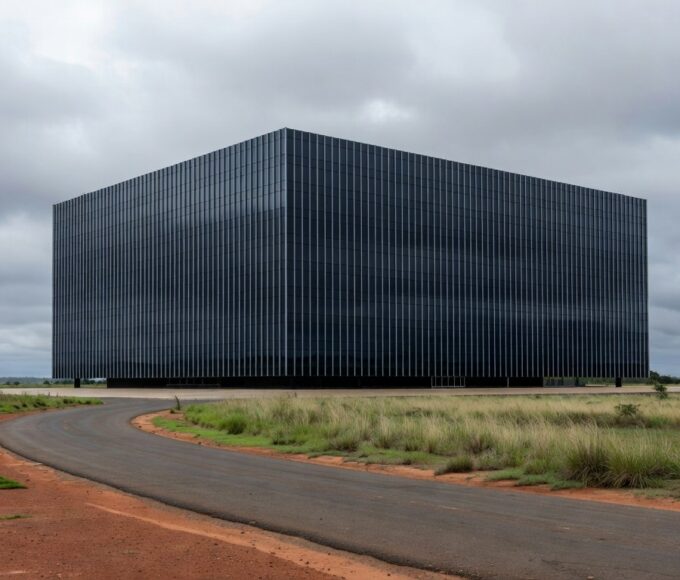 Sede da Caesb em Brasília com bandeira a meio mastro, representando luto pelo falecimento de Marcelo Reis.