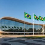 Edifício de banco em Brasília representando negociação de ativos do Banco Master no BRB por R$ 15 bilhões.
