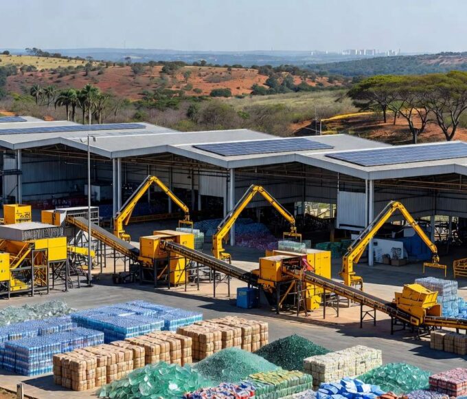 Usina de resíduos do SLU em Brasília durante visita técnica do Instituto Brasília Ambiental para capacitação ambiental.