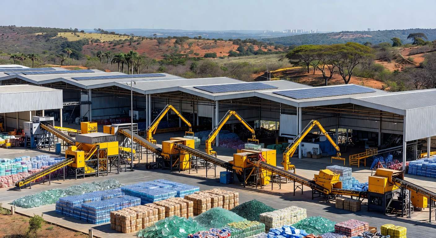 Usina de resíduos do SLU em Brasília durante visita técnica do Instituto Brasília Ambiental para capacitação ambiental.