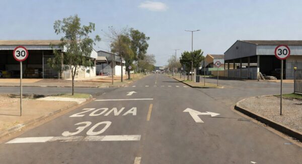 Sinalização de Zona 30 e sentido único no Setor de Indústrias do Gama implantada pelo Detran-DF