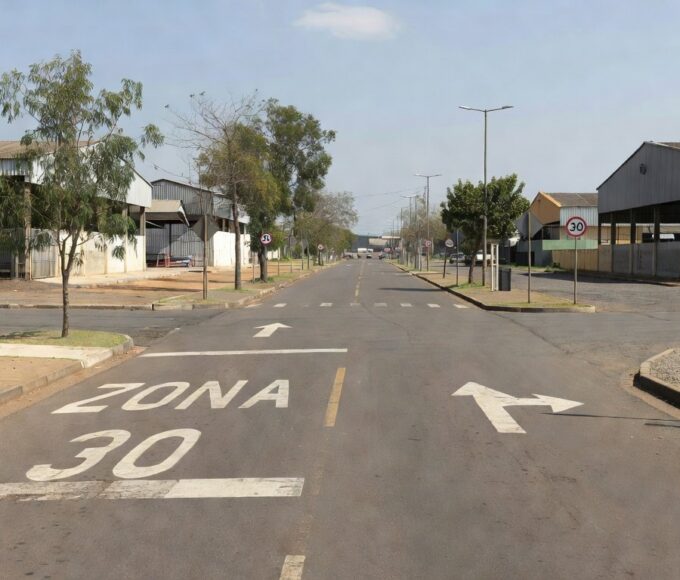 Sinalização de Zona 30 e sentido único no Setor de Indústrias do Gama implantada pelo Detran-DF