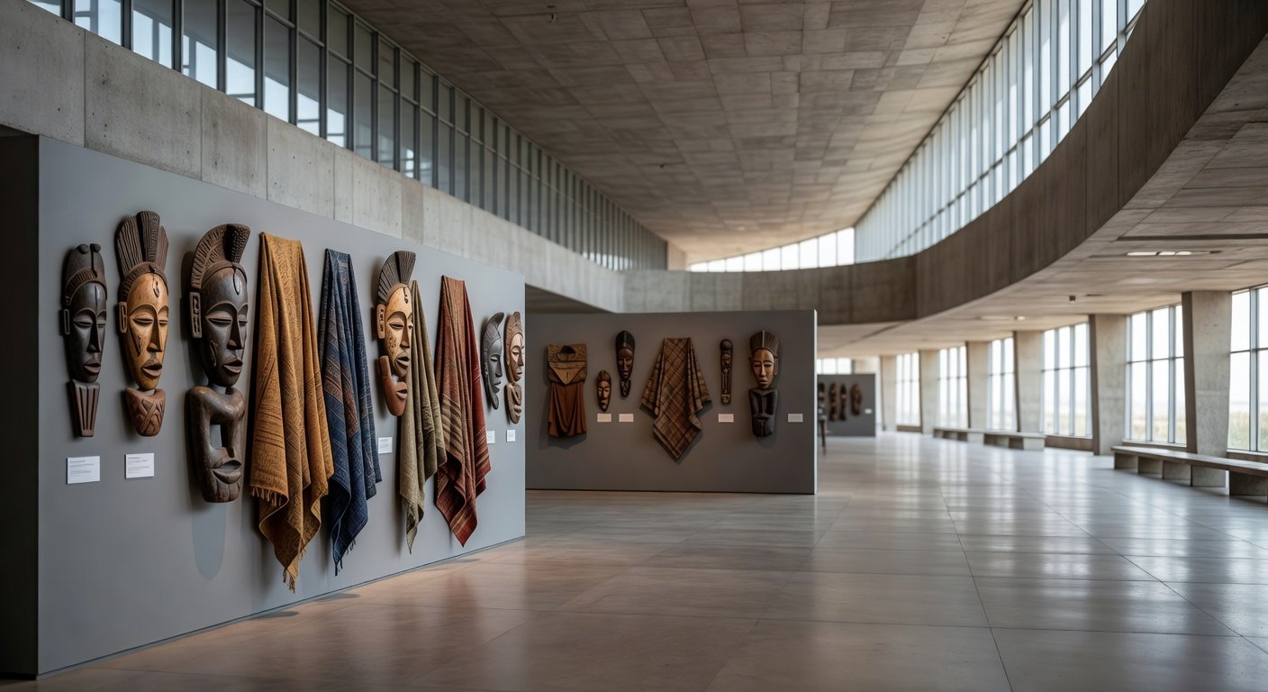 Exposição africana curta na Câmara do DF com artefatos culturais em Brasília