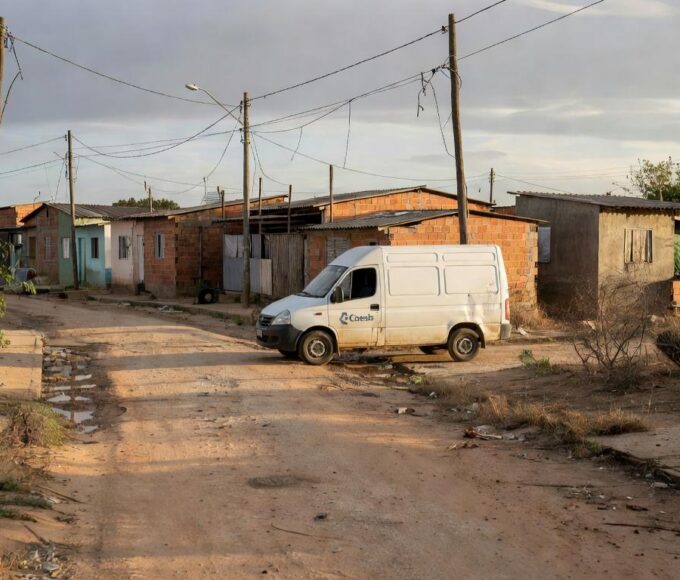 Van itinerante da Caesb em região carente do DF para atendimento