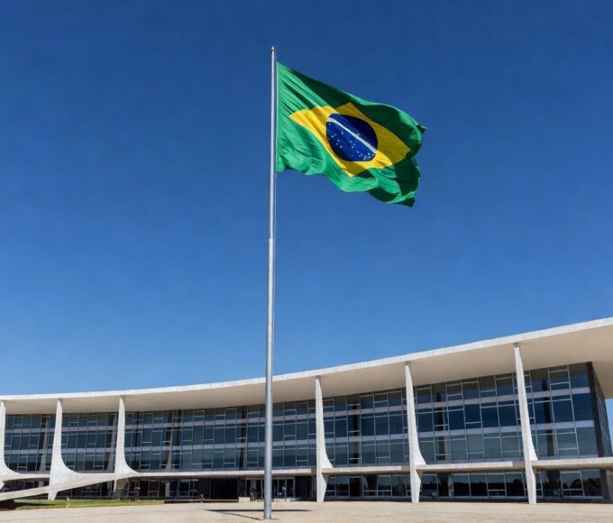 Congresso Nacional em Brasília com documentos oficiais simbolizando sanção de lei no DF