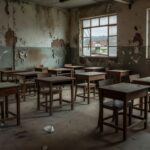 Sala de aula vazia em escola pública brasileira simbolizando evasão escolar