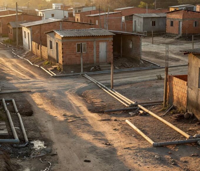 Bairro de Ceilândia com infraestrutura limitada de saneamento da Caesb