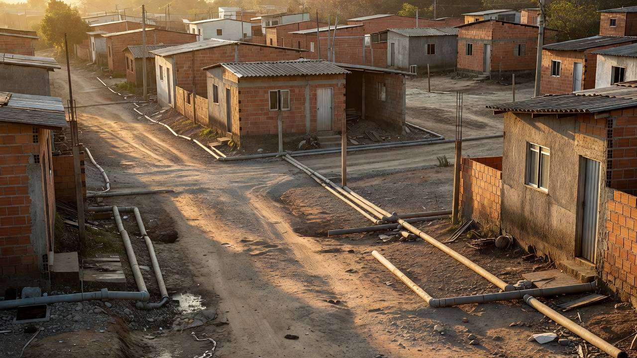Bairro de Ceilândia com infraestrutura limitada de saneamento da Caesb