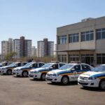Entrada do Batalhão Valente da PMDF em Ceilândia com viaturas policiais