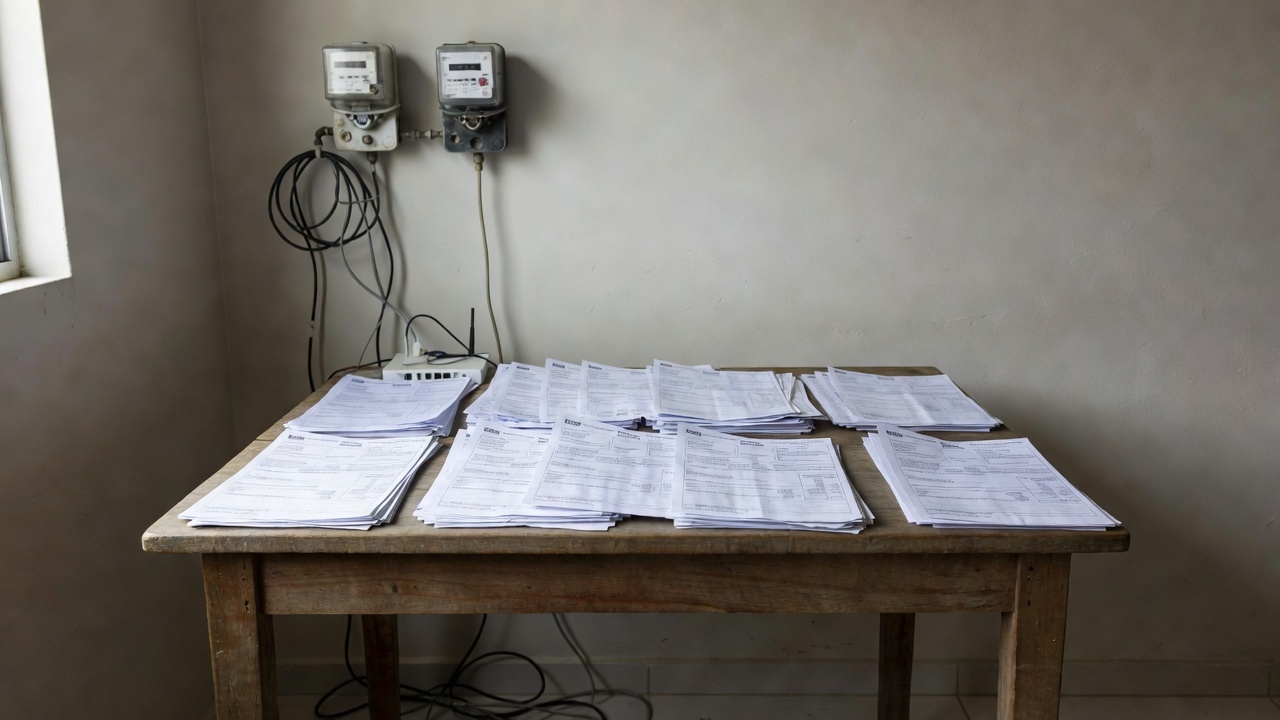 Contas de água, luz e internet sobre mesa representando lei do DF sobre dívidas