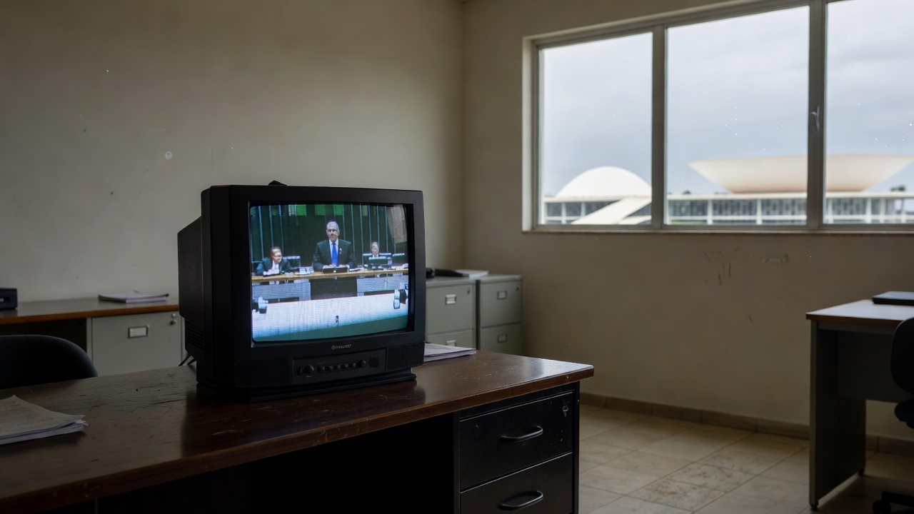 Estúdio de TV Câmara com elementos culturais em Brasília