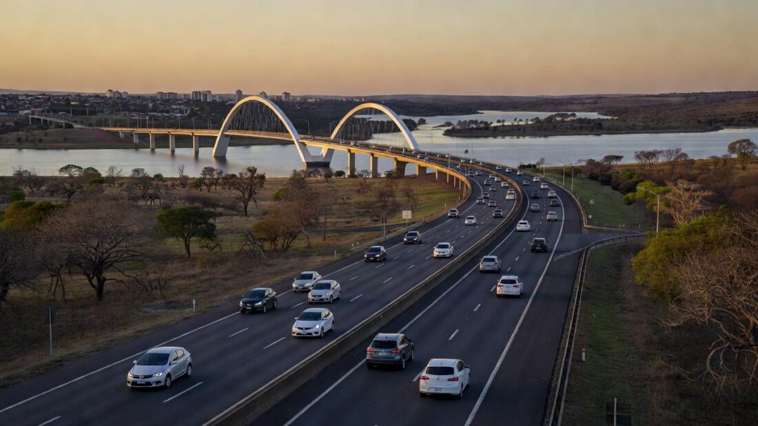 Ponte JK em Brasília com redução de velocidade para 60 km/h na via