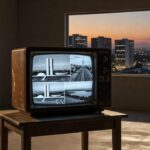 Drive-in Brasília com tela de cinema e carros ao entardecer, representando 50 anos de história