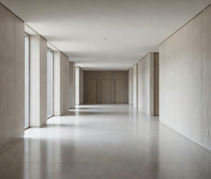 Corredor de edifício comercial em Águas Claras com banheiros comuns