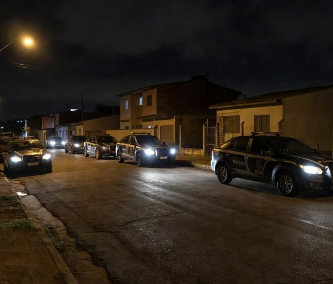 Viaturas da Polícia Civil em operação no Paranoá durante ação contra tráfico de drogas