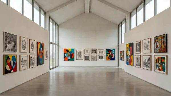 Exposição de obras de arte no TJDFT com pinturas de artistas em situação de rua