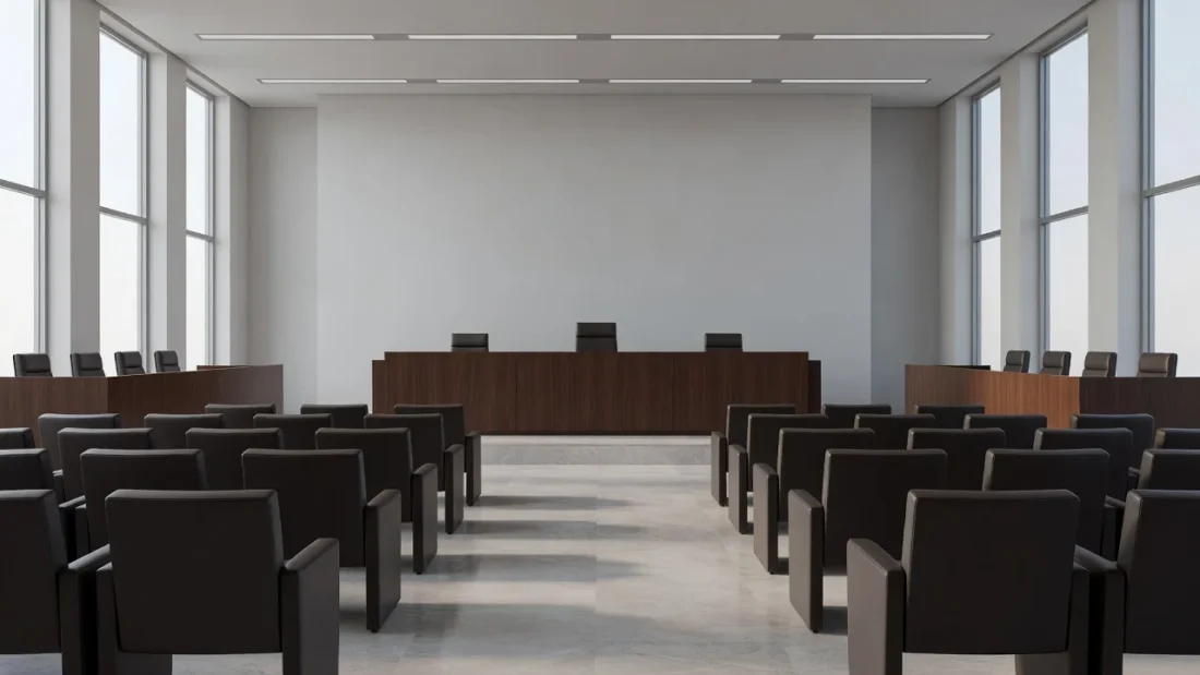 Interior da sala de julgamentos do TJDFT em Brasília