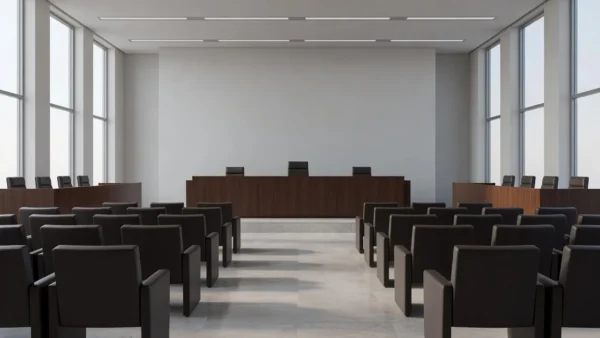 Interior da sala de julgamentos do TJDFT em Brasília