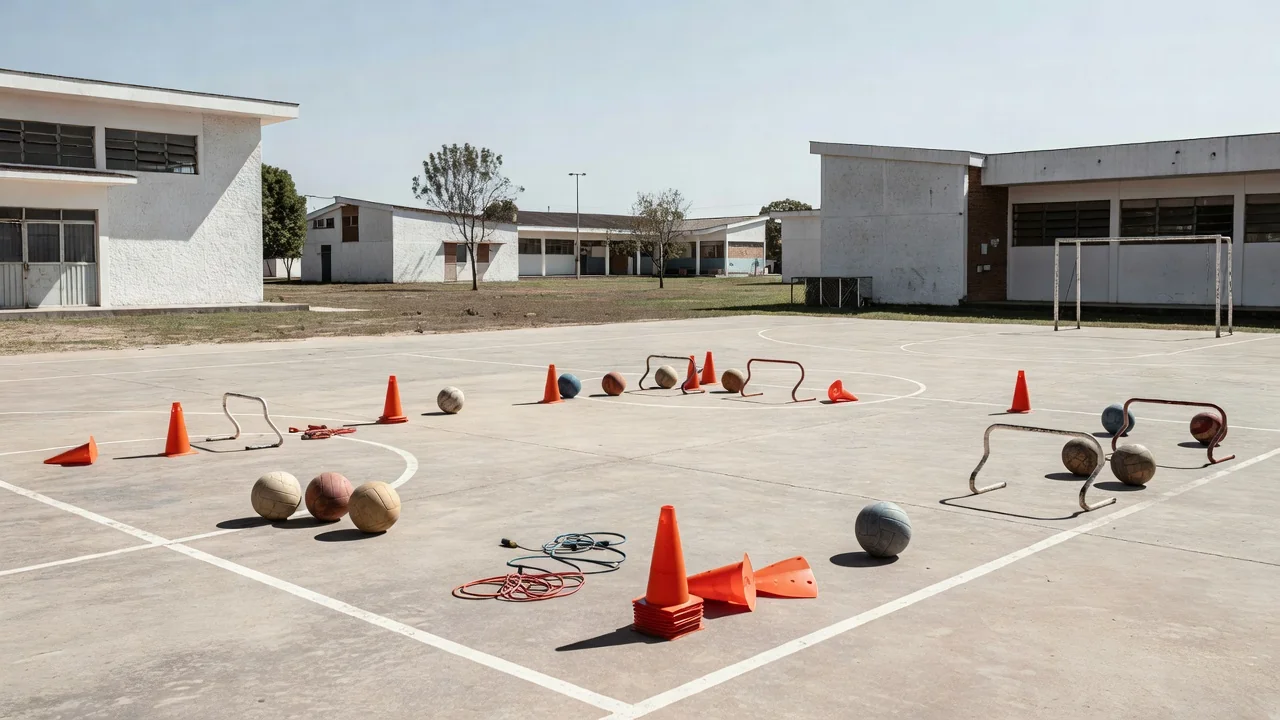 Quadra esportiva em escola pública do DF sobre projeto de aulas de Educação Física