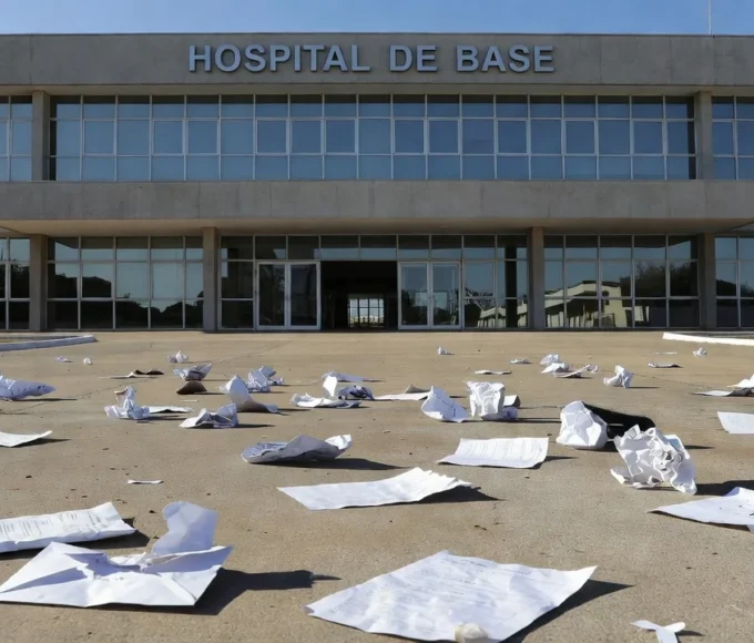 Fachada do Hospital de Base em Brasília representando golpe de vagas falsas no DF