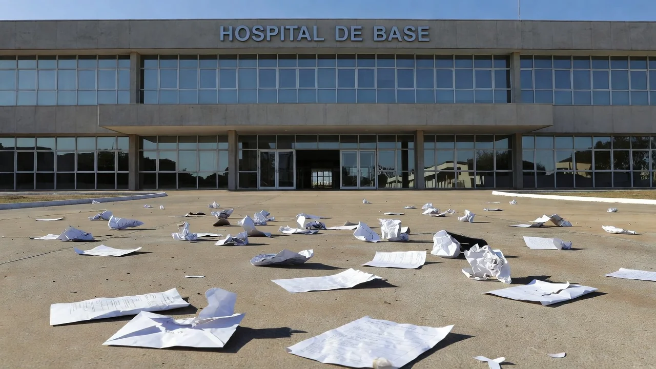 Fachada do Hospital de Base em Brasília representando golpe de vagas falsas no DF