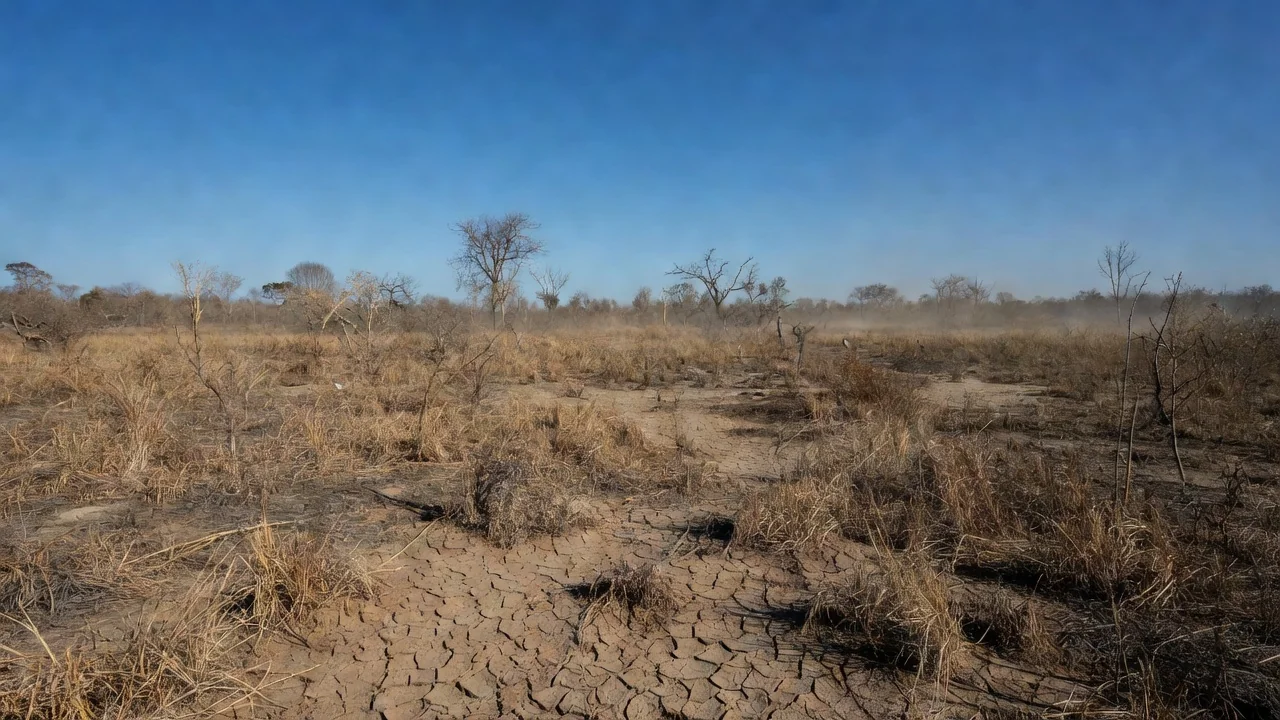 Paisagem do Cerrado no DF com incêndios e fumaça após 54 dias sem chuva