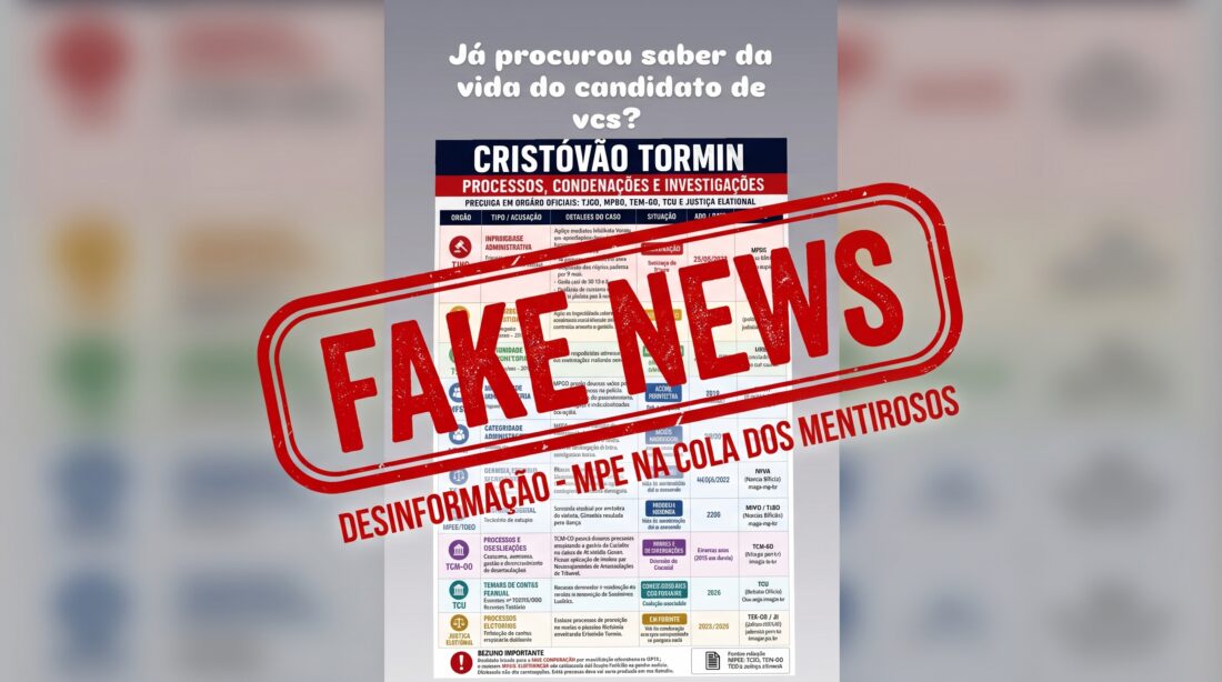 MPE de Goiás concorda que perfil @karine_santanadorea espalha fake news contra Cristóvão e pede multa diária