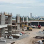 Canteiro de obras inacabado em Brasília, simbolizando projetos pendentes no GDF