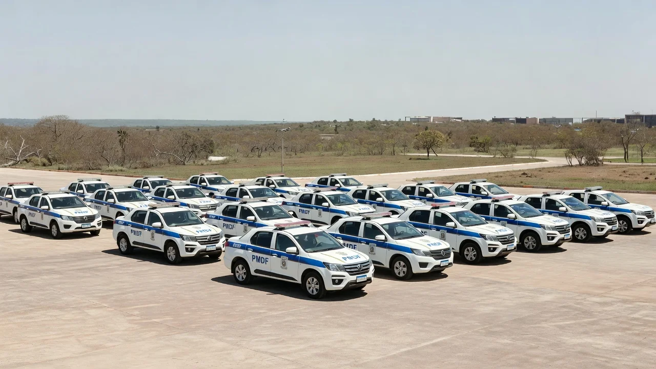 Frota de novas viaturas da PMDF em solenidade em Brasília